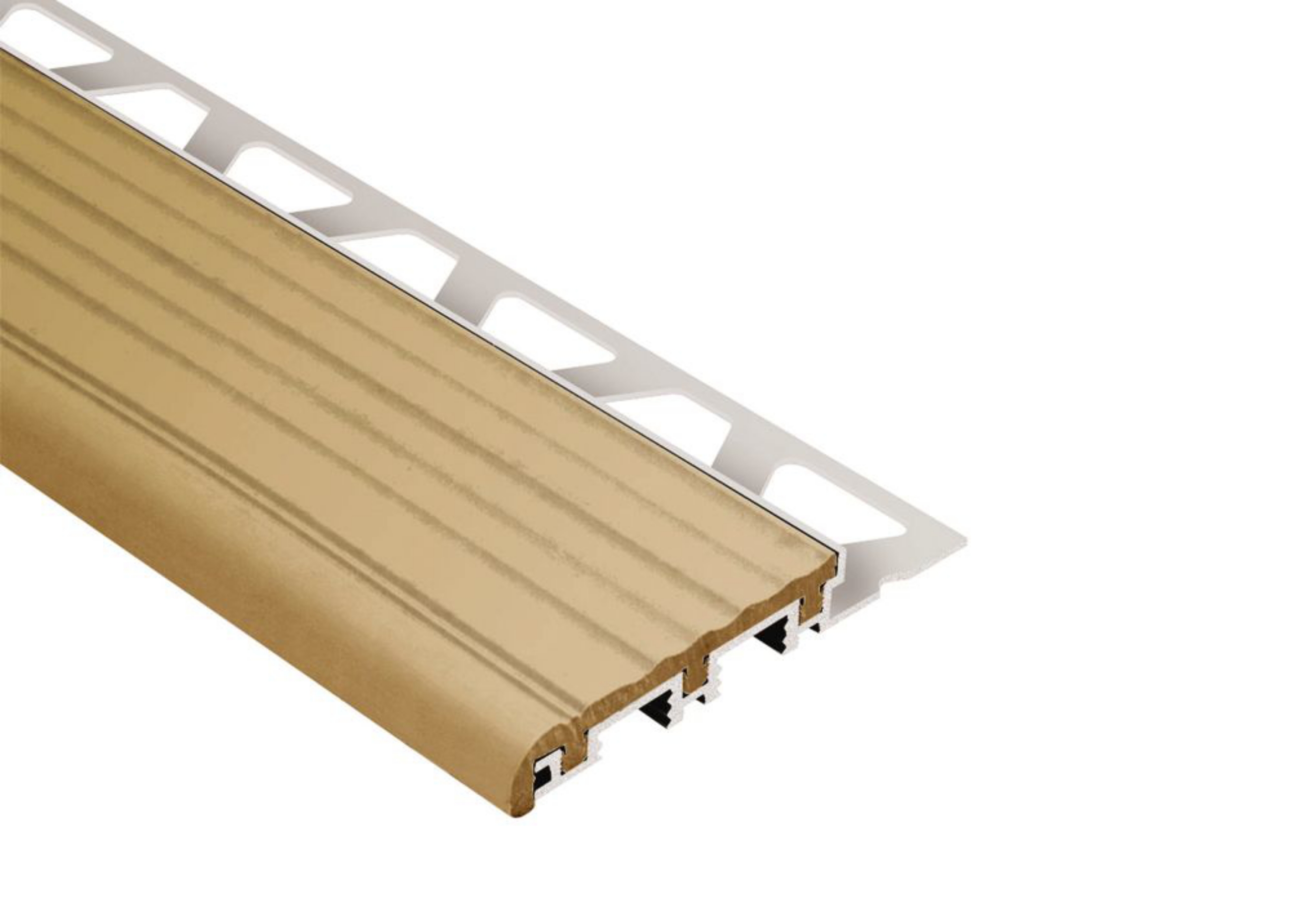 Schluter Trep-B 9/16" Alum 2-1/8" Insert Beige Cl HB15B