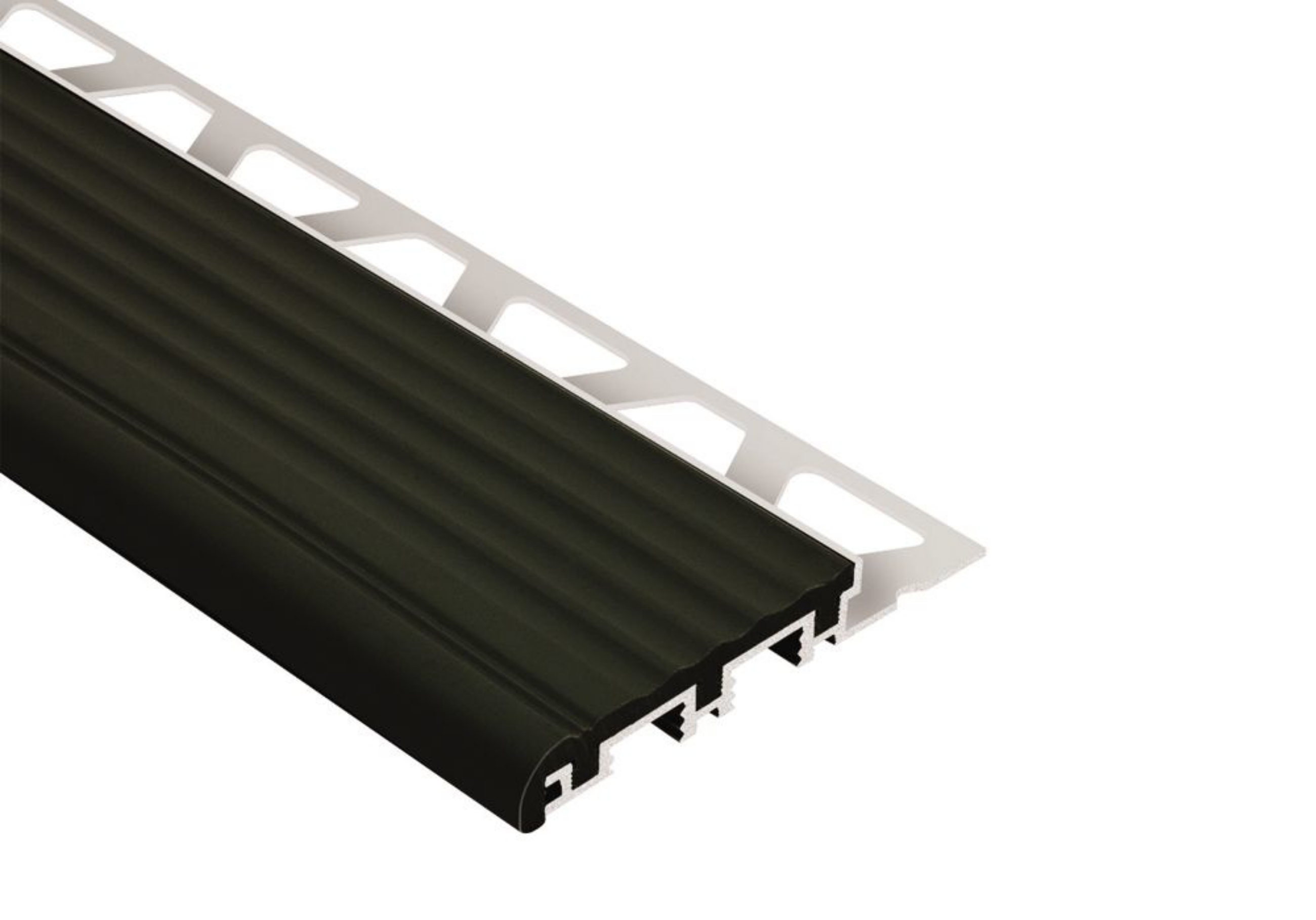 Schluter Trep-B 9/16" Alum 2-1/8" Insert Noir GS15B