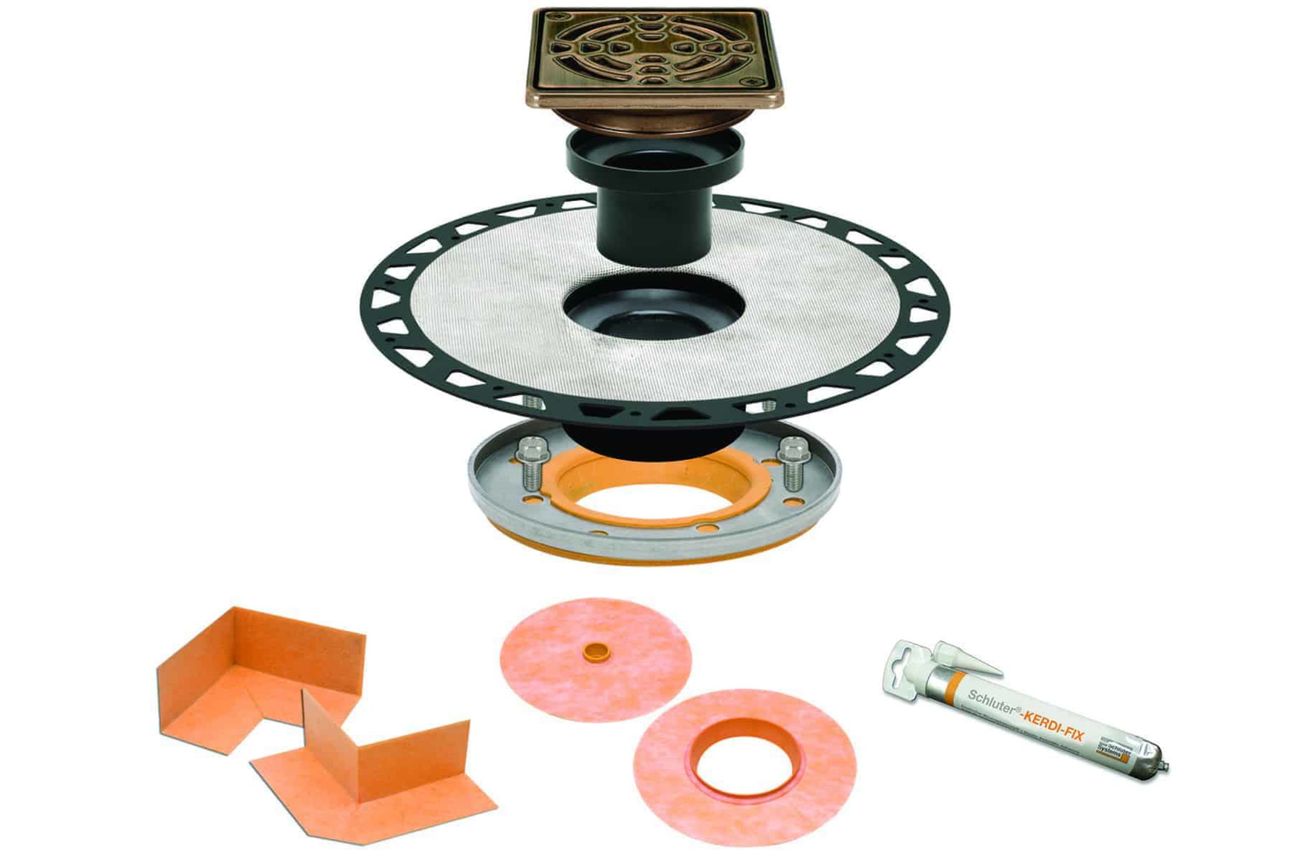 Schluter Kerdi-Drain Kit d Adapteur pour Drain de Plancher en ABS KDAR/ABS/EOB BRONZE STAINLESS 